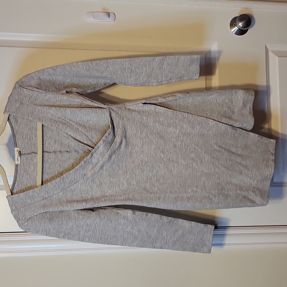Silence + Noise Dress Stretch Mini Small Faux Wrap Long Sleeve Asymmetrical